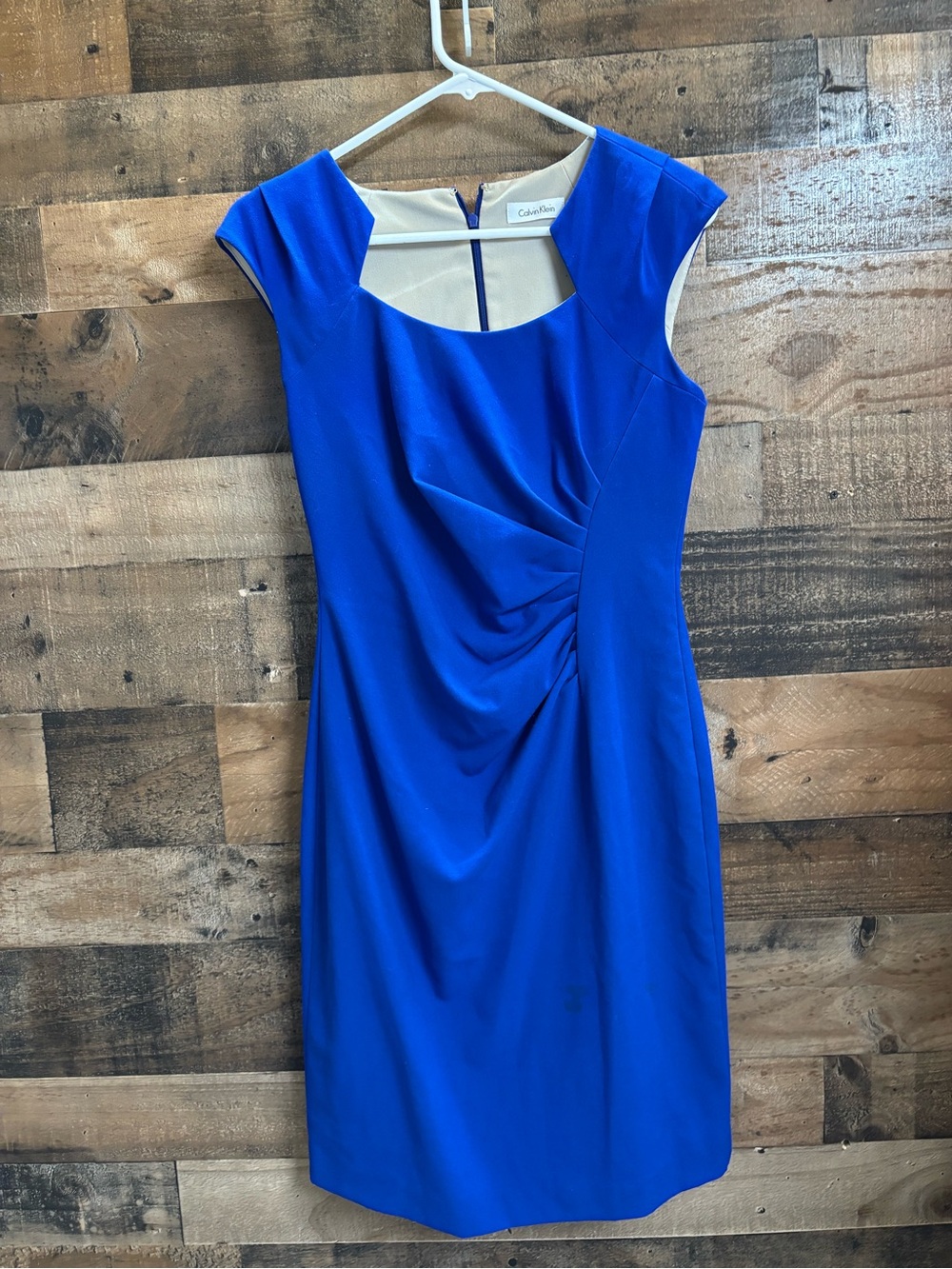 Calvin Klein Royal Blue Cap-Sleeve Sheath Dress Size 6 EUC
